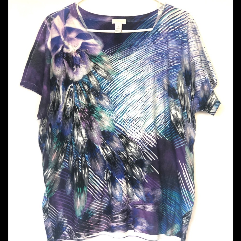 Chico’s Rhinestones Short Sleeve Blouse 3